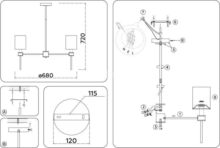 Потолочная люстра Ambrella LH72371