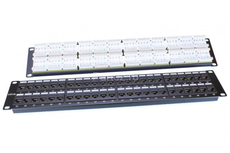 Патч-панель PP3-19-48-8P8C-C5E-110D 19дюйм. 2U 48 порт. RJ45 кат. 5e Dual IDC ROHS черн. Hyperline 2