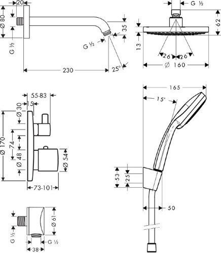 26473000 Croma 160 душевой набор АКЦ!!!