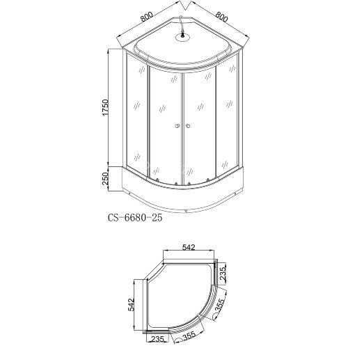 Душевая кабина LORANTO CS-6680-25 F 80х80х215 матовое стекло 4мм, поддон 25 см