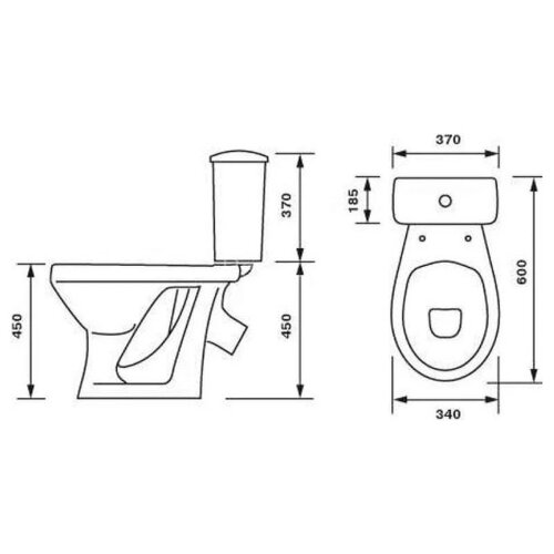 Унитаз-компакт Персона Стандарт с откидным окрашенным поручнем, сиденье полипропилен, белый (4230112
