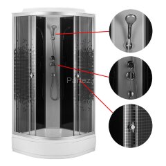 Душевая кабина Loranto 100x100x215 поддон 25 см, 4 мм прозрачное стекло с рисунком &quot;мозайка&quot; (CS-1000-25ТМ/М)