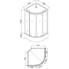 Душевая кабина Loranto 100x100x215 поддон 25 см, 4 мм прозрачное стекло с рисунком &quot;мозайка&quot; (CS-1000-25ТМ/М)