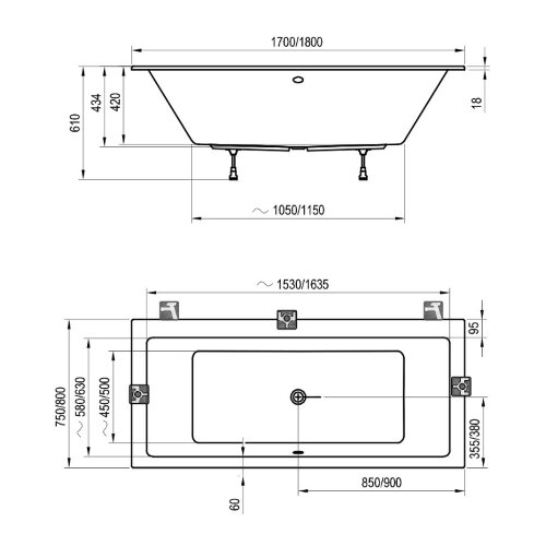 Ванна акриловая Ravak FORMY 01 SLIM 180x80, белая (C881300000)