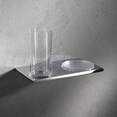 Стакан стеклянный с полочной-мыльницей Keuco Edition 400 (11556019000)