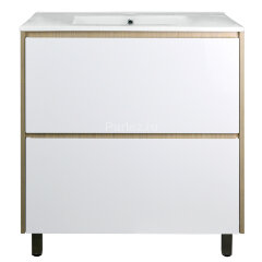 Комплект тумба Стиль Stella 70/2Н 720х810х460 Дуб дымчатый/Белый, под раковину Leon 7506-70 (CS00076