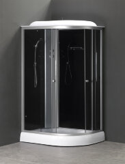 Душевая кабина LORANTO 120х80х215 с низким поддоном 13 см, черное закаленное стекло 4 мм, профиль хром (CS-66121L G 120)