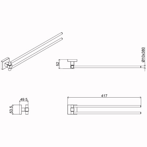 Полотенцедержатель AZARIO RINA двойной, поворотный, хром (AZ-87002A)