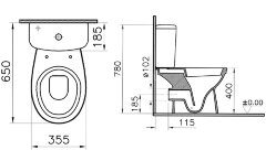 Унитаз-компакт Vitra Norm Fit 355х650х780 напольный, сиденье термопласт с микролифтом, белый (9844B0