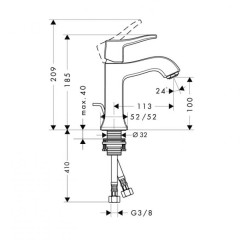 31075000 Metris Classic Смеситель для раковины, однорычажный