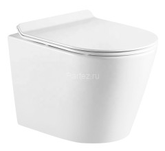 Унитаз подвесной AZARIO FONTI 535x365x310 безободковый, в комплекте с сиденьем микролифт, белый (AZ-
