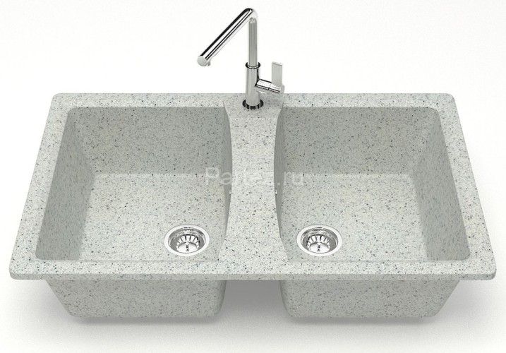 Кухонная мойка AZARIO Elmas 780х500х190 двойная, искусственный мрамор, цвет светло серый (CS00078335