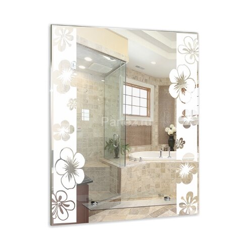 Зеркало LORANTO Флора 535х685, пескоструйный рисунок