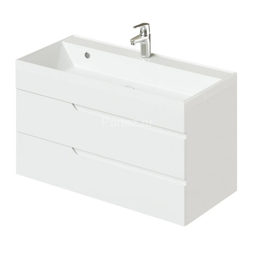 Комплект тумба Итана Sky 100 (1001х451х520) подвесная, с раковиной Clarissa 100, белый глянец (CS000