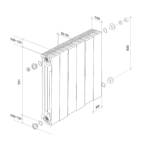 Радиатор Royal Thermo PianoForte 500 /Silver Satin - 6 секц. VDR