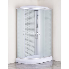 Душевая кабина Loranto SUNWAY 120х80х215 правосторонняя, поддон 13см, белый кирпичный узор, матовое стекло 4мм, профиль хром (CS6612013RFW120)