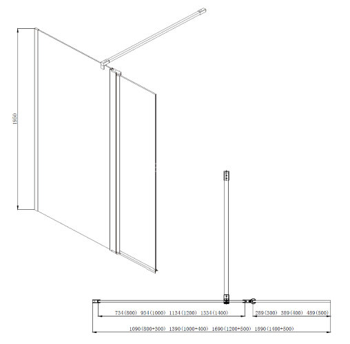 Душевая перегородка Azario CHICAGO 1400х1950 прозрачное стекло 8 мм, подвижная доп.перегородка 50 см, цвет профиля серебро (AZ-NAR6321 1400)