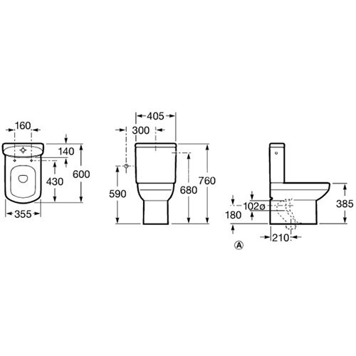 Roca DAMA SENSO COMPACTO Бачок, нижний подвод, двойной слив 3/6л
