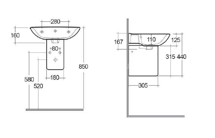 Полупьедестал для раковины Rak Ceramics Rak-ORIGIN белый (CY0103AWHA)
