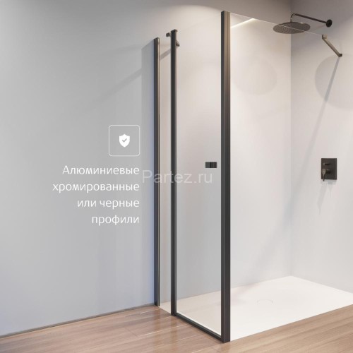 Душевая дверь Roca CAPITAL распашная 100х195, толщина полотна 6мм универсальная, цвет профиля черный