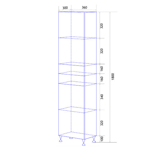 Пенал напольный Loranto Моника 360 360х1800х300 левосторонний, белый (CS00046816)