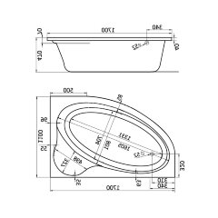 Ванна акриловая асимметричная Santek Эдера 170х100, правосторонняя, белая
