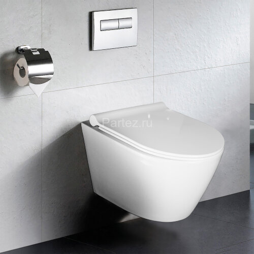 Унитаз подвесной Azario Nova 360х480х360 безободковый, с ультратонким сиденьем микролифт (AZ2217)