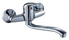 Смеситель одноручный (40мм) для кухни, настенный с нижним изливом, хром