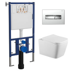 Сет LORANTO Инсталляция с кнопкой Line хром глянец + унитаз ANTE с сиденьем микролифт (4501+7322+CS-