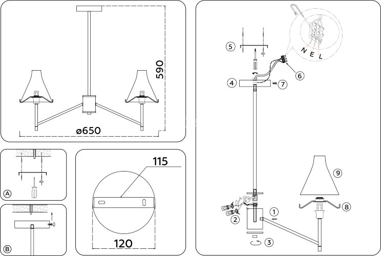 Потолочная люстра Ambrella LH57121