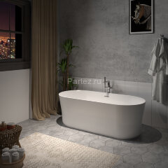 Ванна акриловая AZARIO KENSTON 1700х800х600 свободностоящая, в комплекте с сифоном и металлической р