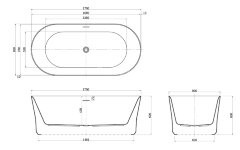 Ванна акриловая AZARIO KENSTON 1700х800х600 свободностоящая, в комплекте с сифоном и металлической р