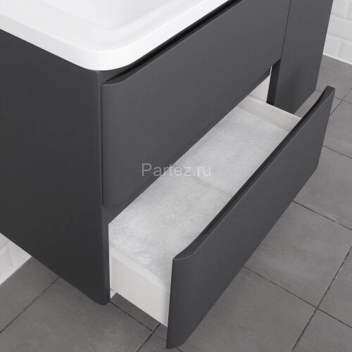 Комплект Itana тумба с раковиной подвесная Roberto 100 с выдвижными ящиками, графит (CS00091330)