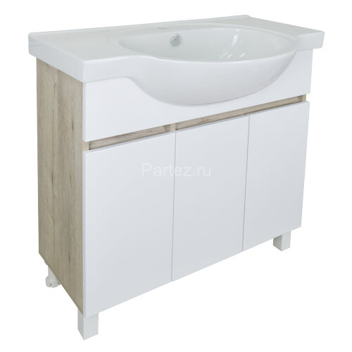 Комплект тумба Loranto Глория 80 Н 800х500х760 напольная с раковиной Teo 80, Дуб Кантри