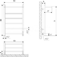 Полотенцесушитель электрический ДВИН Fj neo 80/50 Электрический К диммер, полированный (465776384941