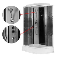 Душевая кабина Loranto 120x80x215 левая, поддон 25 см, 4 мм прозрачное стекло с рисунком &quot;мозайка&quot; (CS-1200-25ТМ/М L)