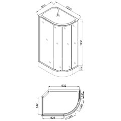 Душевая кабина Loranto 120x80x215 левая, поддон 25 см, 4 мм прозрачное стекло с рисунком &quot;мозайка&quot; (CS-1200-25ТМ/М L)