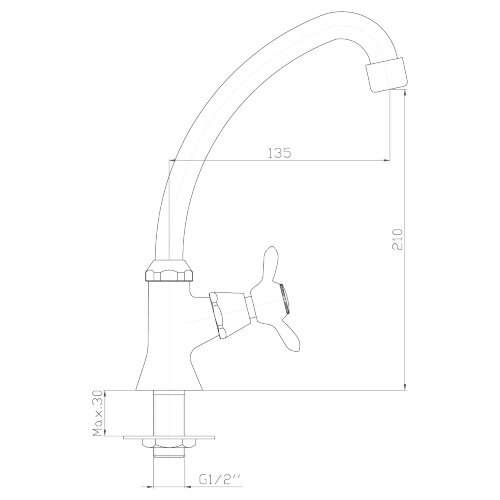 Кран Rossinka Q02-60U для холодной воды