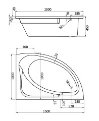Ванна акриловая Santek Гоа асимметричная 150х100 правосторонняя белая