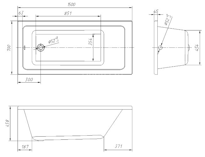 Ванна пристенная Loranto Novaro La 1500х700, каркас и экран в комплекте, ABS пластик, белая (CS00078