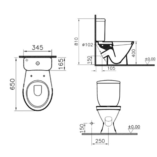 Унитаз-компакт Vitra Norm Blanc Duroplast 345х650х810, напольный, быстросьемное сиденье дюропласт с 