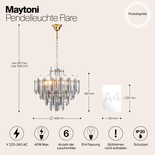 Подвесная люстра Maytoni DIA200PL-06G