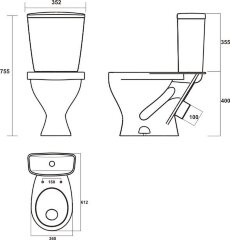 Унитаз-компакт Sanita Эталон Эконом с сиденьем стандарт (WC.CC/Etalon/1-P/WHT.G/S1)