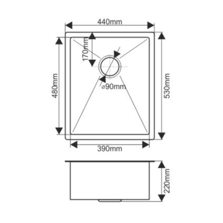 Мойка H4453 MELANA ProfLine 3,0/200 САТИН врезная прямоугольная с коландером H4453