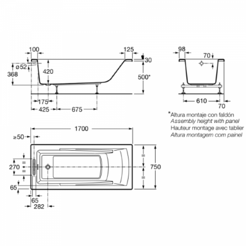 Roca HALL Акриловая прямоугольная ванна 170*75