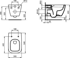 НАБОР 3 В 1 Ideal Standard i.Life B - Комплект Унитаз + Сиденье + Инсталляция T461401+T468301+R02046