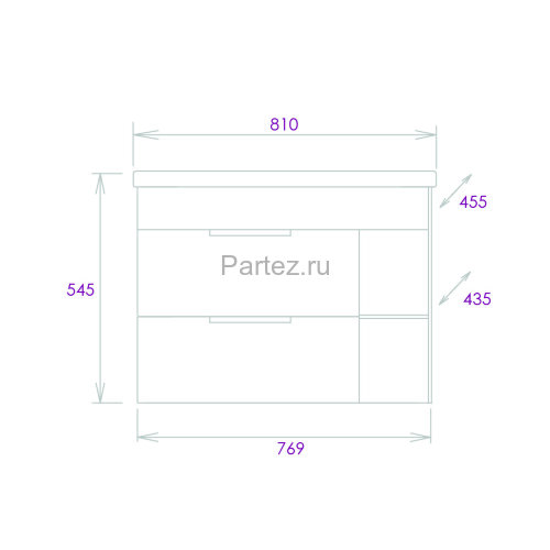 Тумба подвесная Onika Легран 80.13 (2 ящика) Дуб галифакс (108047)